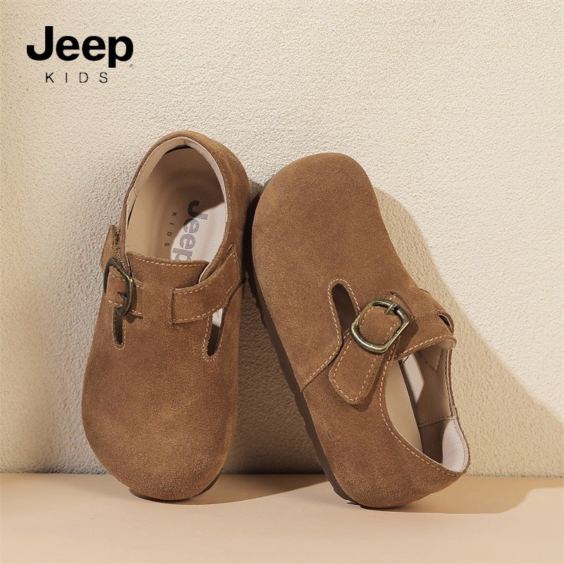 Jeep Children'S Casual Shoes Boys Boken Shoes 2025 Student Leather Shoes Girls Soft Sole Beanie Shoes - Image 2