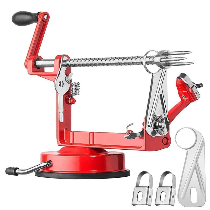 femedo Apple Peeler Slicer Corer with Stainless Steel Blades and Powerful Suction Base for Apples Pears Potatoes(Red) - Image 1