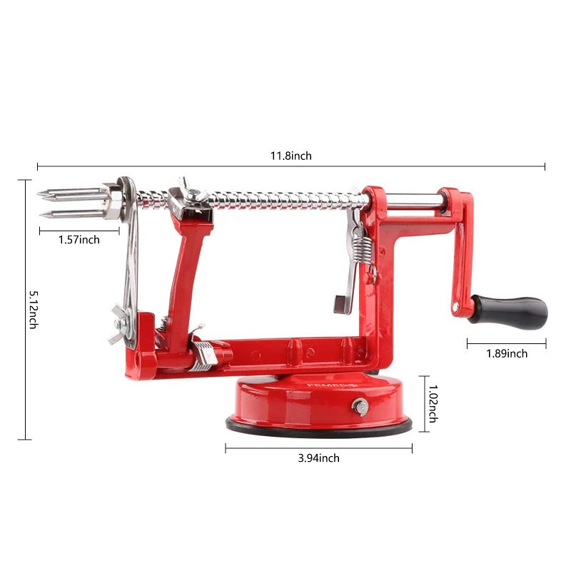 femedo Apple Peeler Slicer Corer with Stainless Steel Blades and Powerful Suction Base for Apples Pears Potatoes(Red) - Image 2