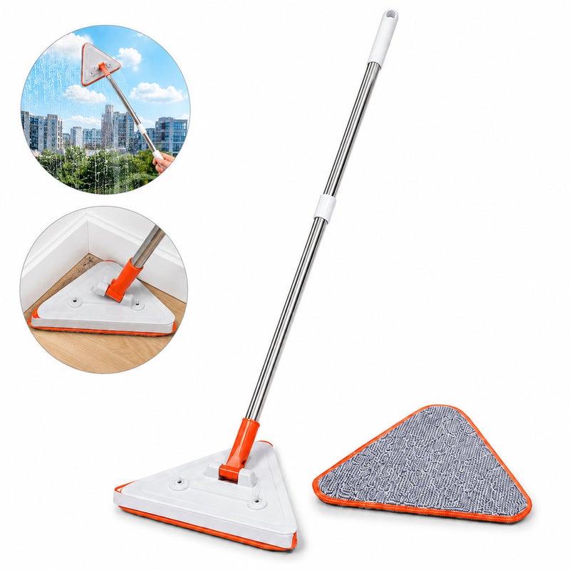 Group Tiger Triangular Microfiber Cleaning Mop with Telescopic Handle and 360 Degree Rotating Head - 17-1 - Image 1