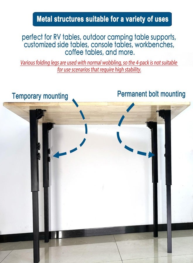 Benbuoo 15.6-25 inches Adjustable Height Table Legs Folding Tall Metal Desk Legs Heavy Duty Foldable Furniture Legs for Tabletops, Computer Table, Office Desk, DIY Desk, RV, Counter, Outdoor Set of 4 - Image 4
