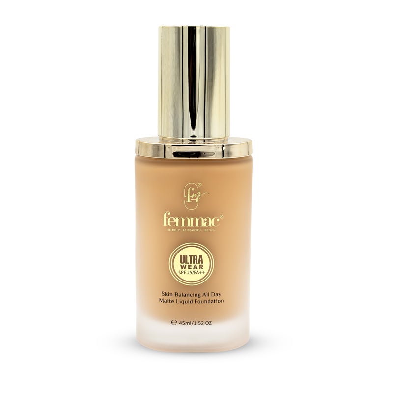FEMMAC Ultra Wear Matte Liquid Foundation – Long Lasting Full Coverage, Oil Control, Smooth Finish, Hydrating Formula with UV Filters & Jojoba Oil - Image 4