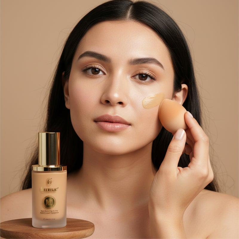 FEMMAC Ultra Wear Matte Liquid Foundation – Long Lasting Full Coverage, Oil Control, Smooth Finish, Hydrating Formula with UV Filters & Jojoba Oil - Image 2