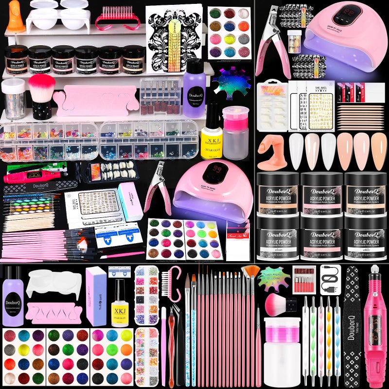 Acrylic Nail Kit With Drill And U V Light Full Nail Kit Set Professional Nail Starter Kit For Beginners Acrylic With Everything