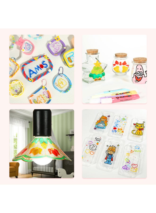 South Korea AMOS Free Glue Painting_Princess Lunburg Painting Children's Day Creative Diy Handmade Boys And Girls Educational Toys-Color:6 Color Necklace Bracelet Gift Box Plastic Painting (18 Phnom Penh Lattice)  - Image 4