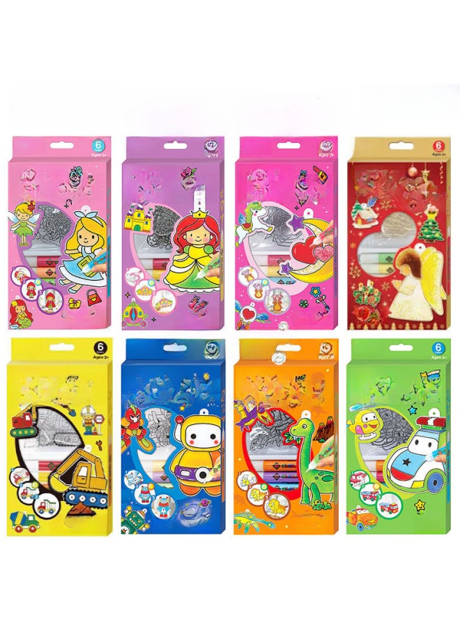 South Korea AMOS Free Glue Painting_Princess Lunburg Painting Children's Day Creative Diy Handmade Boys And Girls Educational Toys-Color:6 Color Necklace Bracelet Gift Box Plastic Painting (18 Phnom Penh Lattice)  - Image 2