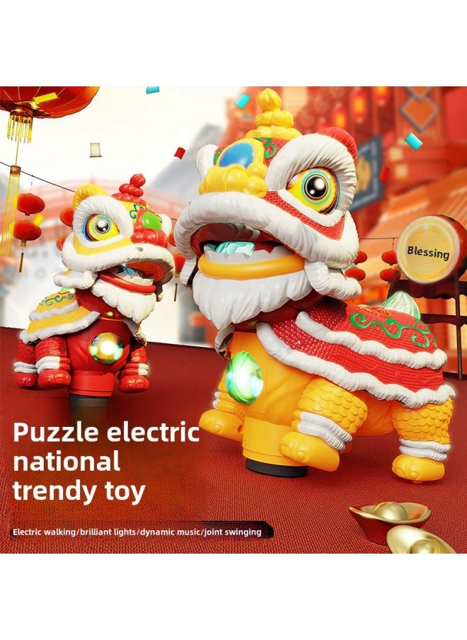 National Fashion Electric Sound And Light Swing Universal Lion Dance Year Gift Lion Dance Toy Lantern Lantern Creative Gift-Color:Yellow (free Lantern Pole)-Specifications:Rechargeable Version (charger + Three Rechargeable Batteries)  - Image 2