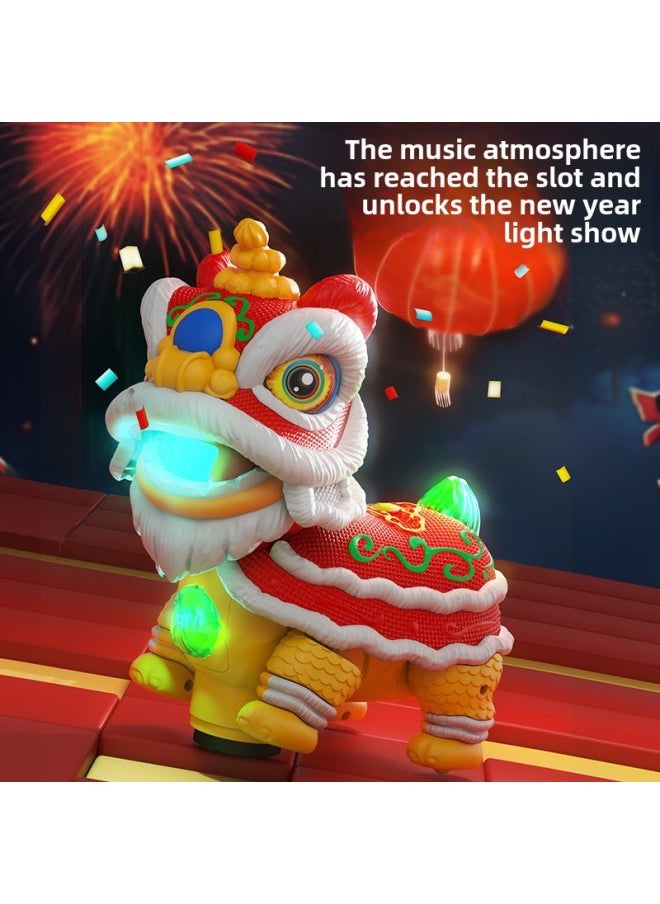 National Fashion Electric Sound And Light Swing Universal Lion Dance Year Gift Lion Dance Toy Lantern Lantern Creative Gift-Color:Yellow (free Lantern Pole)-Specifications:Rechargeable Version (charger + Three Rechargeable Batteries)  - Image 4