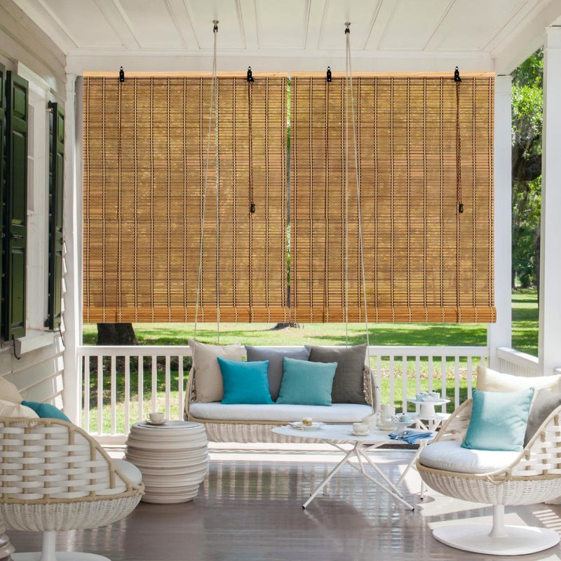 Vteyeya Bamboo Roman Shades Blinds for Windows - Natural Light Filtering Privacy Shades, Handwoven Indoor Window Coverings Easy to Install 24W x 72L - Image 2