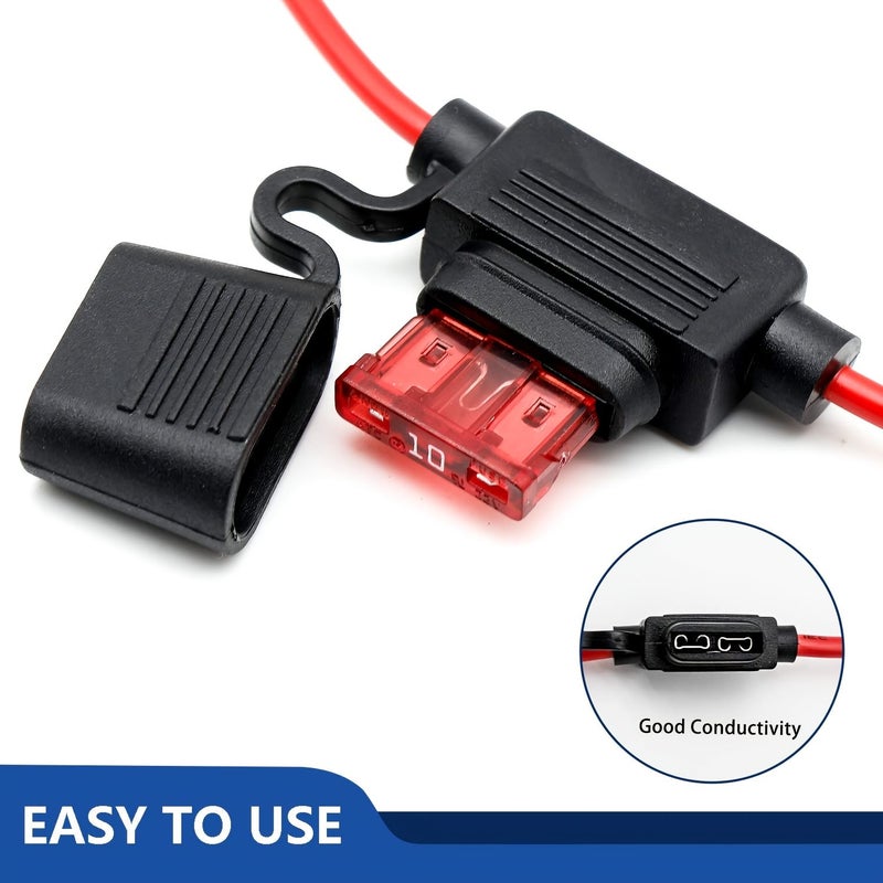 10 قطع من حامل الصمامات الشفرية المضمنة 16 AWG 12 فولت 10 أمبير - Image 3