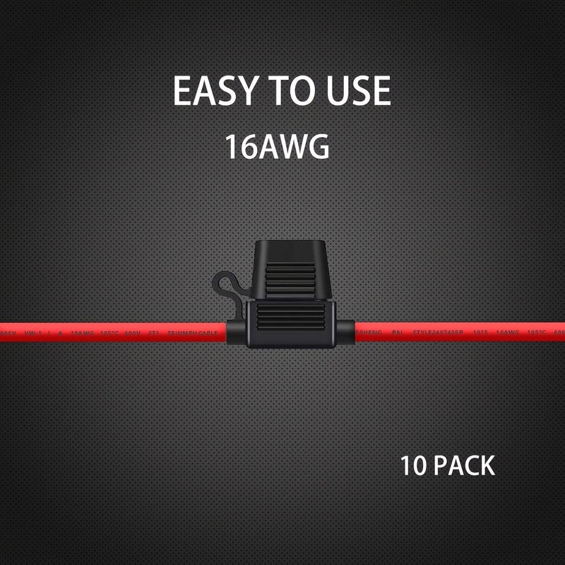 10 قطع من حامل الصمامات الشفرية المضمنة 16 AWG 12 فولت 10 أمبير - Image 2