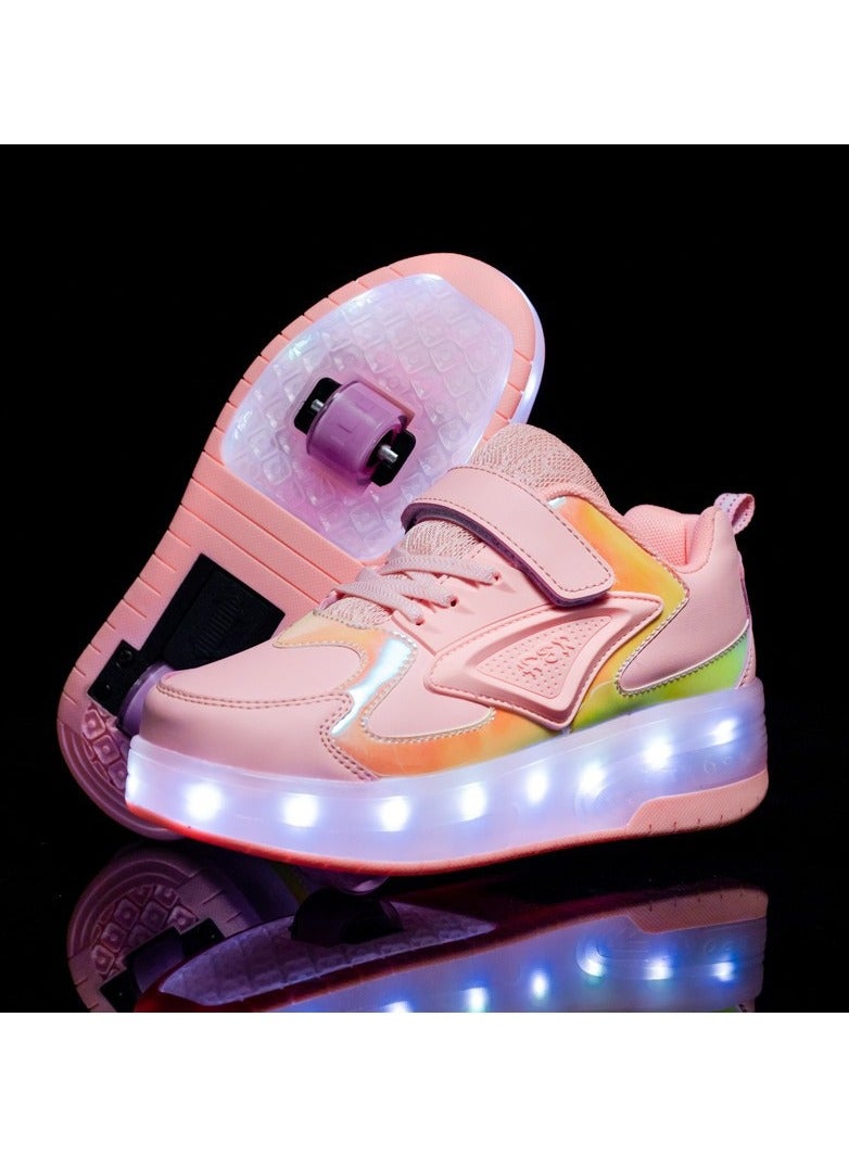 Loquat New Double Wheel Skate Shoe Luminous Pulley Shoes - Image 2