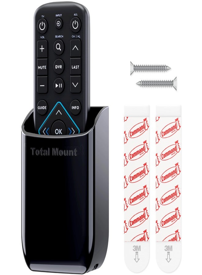 TotalMount Hole-Free Remote Control Holder – Eliminates Need to Drill Holes in Your Wall (Black, Quantity 1) - Image 1