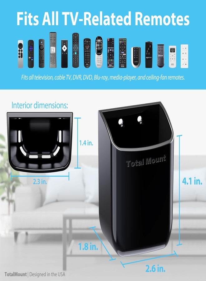 TotalMount Hole-Free Remote Control Holder – Eliminates Need to Drill Holes in Your Wall (Black, Quantity 1) - Image 3