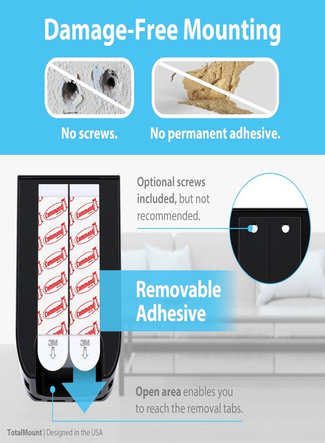 TotalMount Hole-Free Remote Control Holder – Eliminates Need to Drill Holes in Your Wall (Black, Quantity 1) - Image 4