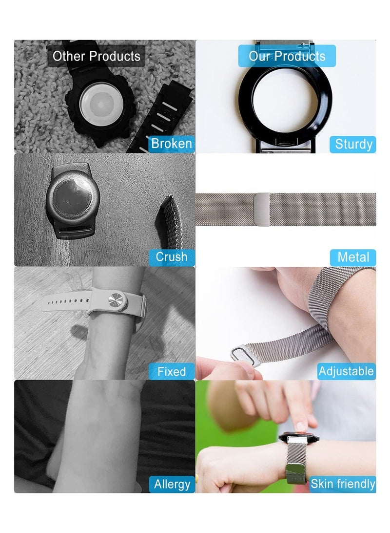 Captaintech Airtag Wristband for Kids Bracelet for Adults Holder with Adjustable Metal Milanese Watchband for Apple Airtag Watch Bracelet for Toddler Child Elder - Image 2