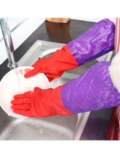 Generic 1 Pair Latex Cleaning Gloves Extended Long Cuff Waterproof Household Washing Dishes Gloves  - Image 5