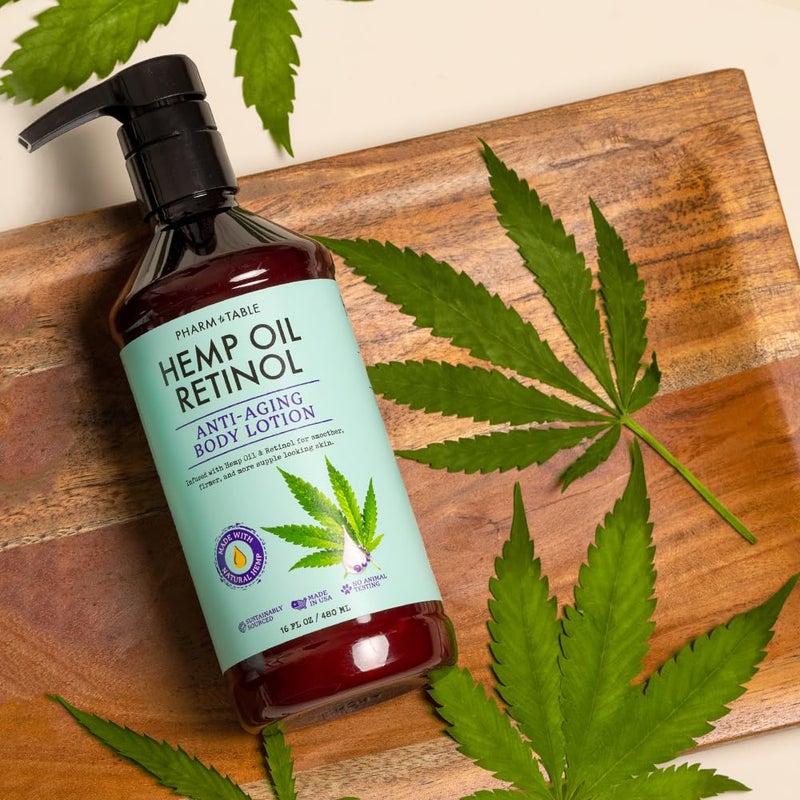 PHARM TO TABLE Hemp Oil Retinol Anti Aging Body Lotion 480ml - Image 3