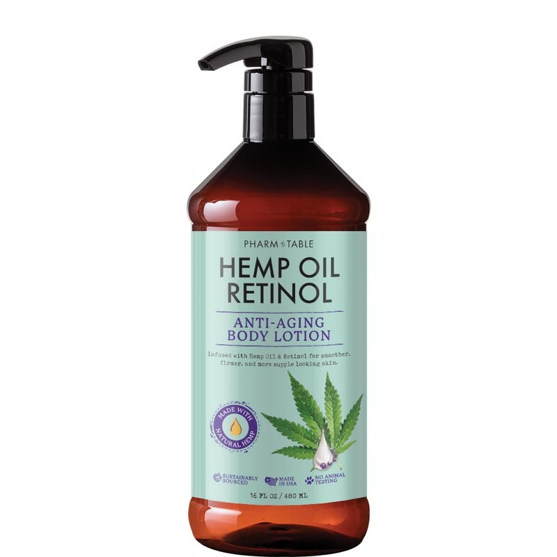 PHARM TO TABLE Hemp Oil Retinol Anti Aging Body Lotion 480ml - Image 1