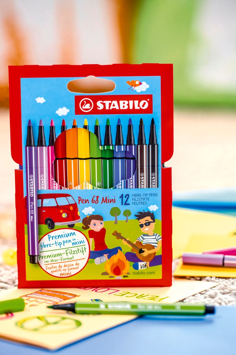 STABILO Premium Felt Tip Pen Pen 68 Mini - Wallet of 18 - Assorted Colors - Image 4