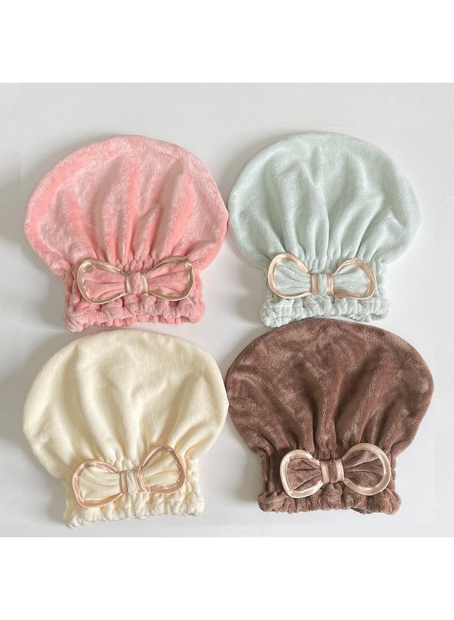 Jseng Jseng Microfiber Hair Towel Caps for Women with Cute Bowtie, 2Packs Fast Drying Hair Towel Caps for Curly Long Wet Hair Anti Frizz - Image 4