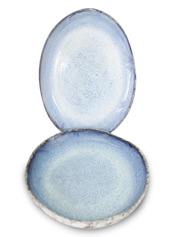 roro Rustic Coral Handmade Ceramic Stoneware Dinner Plates and Bowls, Reactive Blue Set of 2, Textured Finish (Coral, Dinner Plate) - Image 1