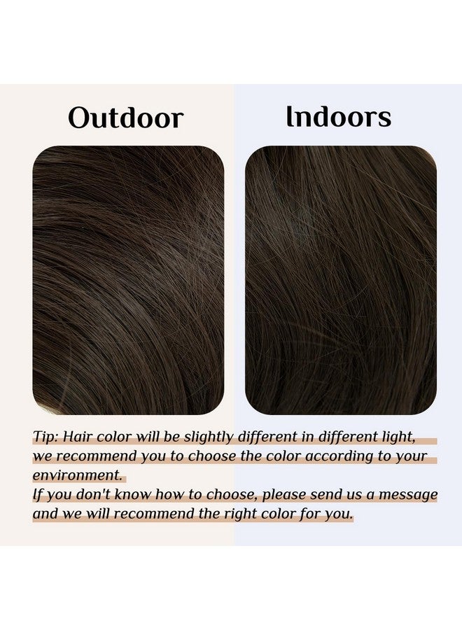 سارلا وصلات شعر سلكية غير مرئية بنية داكنة مع 3 مشابك طويلة صناعية مموجة ومجعد، عصابة رأس شفافة قابلة للتعديل للنساء 45.72 سم - Image 2