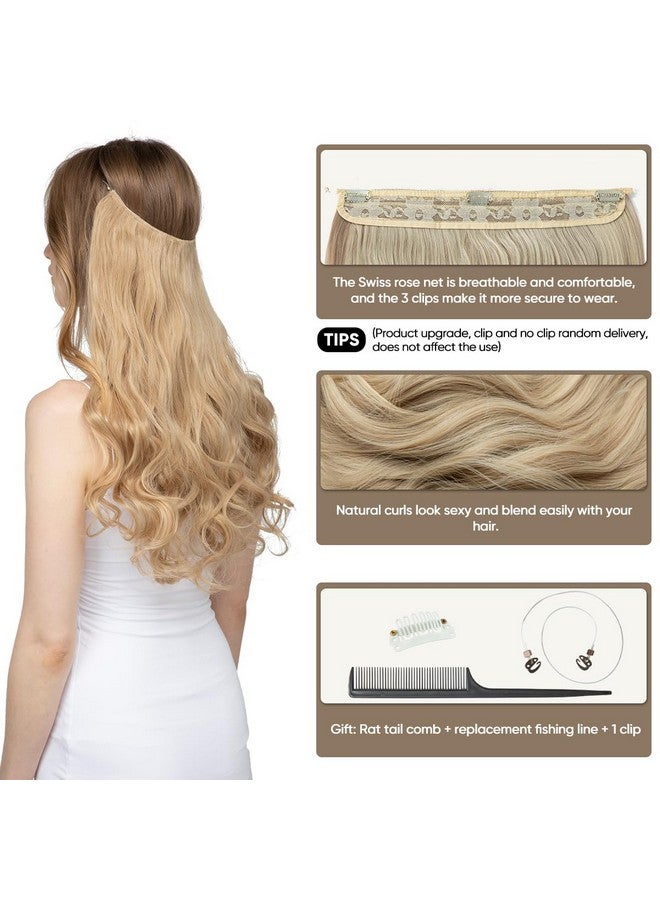 سارلا وصلات شعر سلكية غير مرئية بنية داكنة مع 3 مشابك طويلة صناعية مموجة ومجعد، عصابة رأس شفافة قابلة للتعديل للنساء 45.72 سم - Image 4