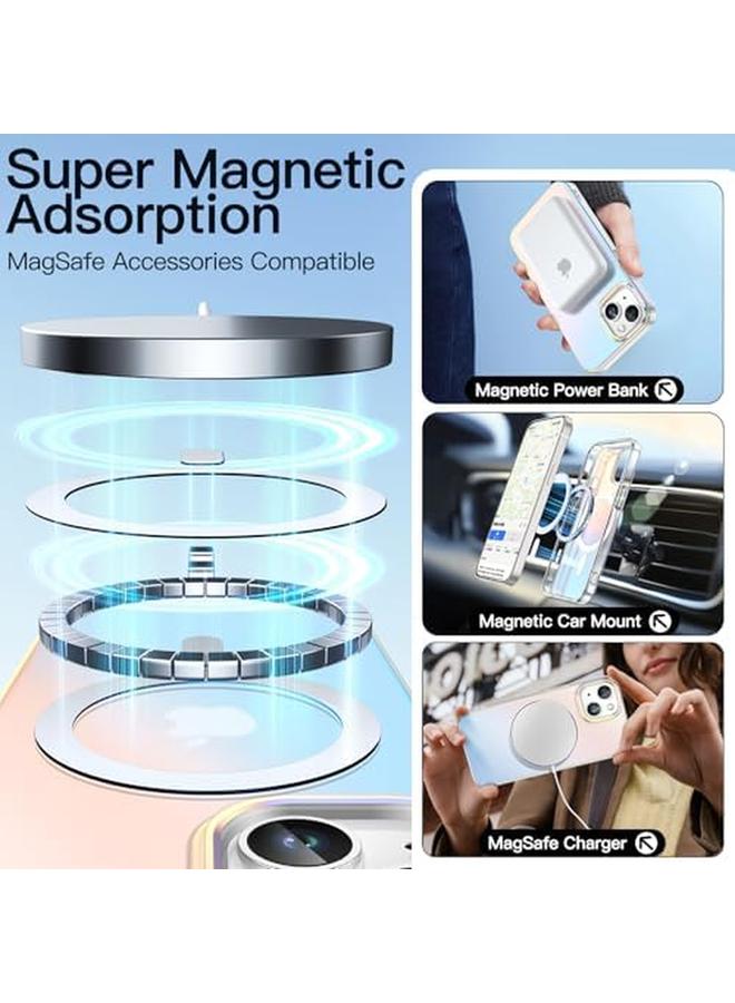 جي تيك جراب قزحي الألوان لهاتف آيفون 14 مقاس 6.1 بوصة متوافق مع ماج سيف بتصميم لطيف وفريد وجمالي مع غطاء خلفي شفاف ملون مقاوم للصدمات لهاتف قزحي الألوان - Image 4