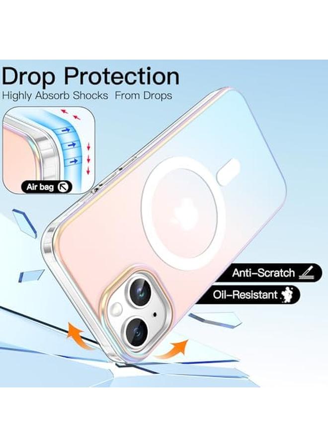 جي تيك جراب قزحي الألوان لهاتف آيفون 14 مقاس 6.1 بوصة متوافق مع ماج سيف بتصميم لطيف وفريد وجمالي مع غطاء خلفي شفاف ملون مقاوم للصدمات لهاتف قزحي الألوان - Image 5