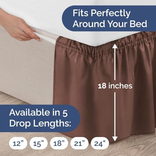 Gorayoo Bedding Bed Skirt – Wrap Around Dust Ruffle Bed Frame Cover with Easy Fit Elastic Strap, Double Size 18 Inch Inch Drop, Microfiber Pleated, Machine Washable | Brown, (72inchx72inch) - Image 2