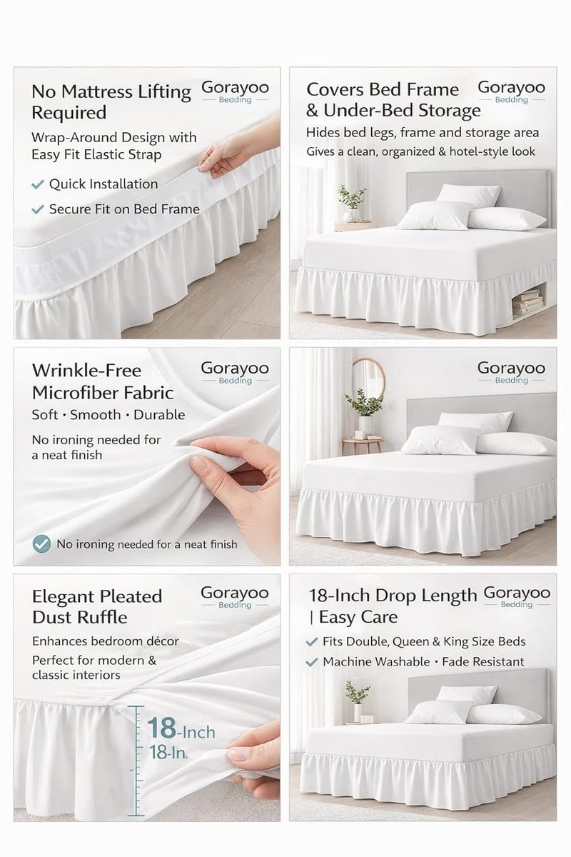 Gorayoo Bedding Bed Skirt – Wrap Around Dust Ruffle Bed Frame Cover with Easy Fit Elastic Strap, Double Size 18 Inch Inch Drop, Microfiber Pleated, Machine Washable | Brown, (72inchx72inch) - Image 5