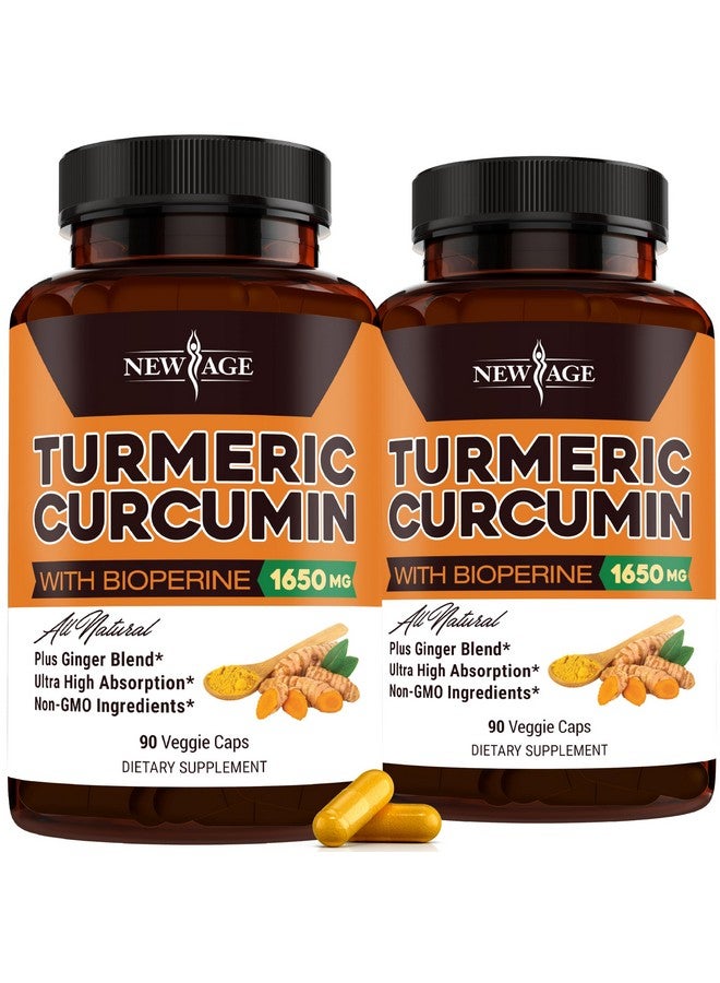NEW AGE Turmeric Curcumin Capsules - Standardized Curcuminoids - Non-GMO, Gluten Free 180 Count (Pack of 2) - Image 1