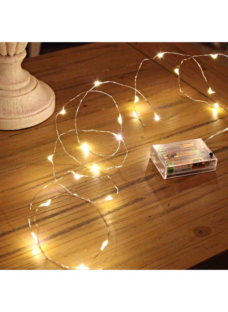 Ariceleo Ariceleo Led Fairy Lights Battery Operated 2 Packs Mini Battery Powered Copper Wire Starry Fairy Lights for Bedroom Christmas Parties Wedding Centerpiece Decoration 5m16ft Warm White 