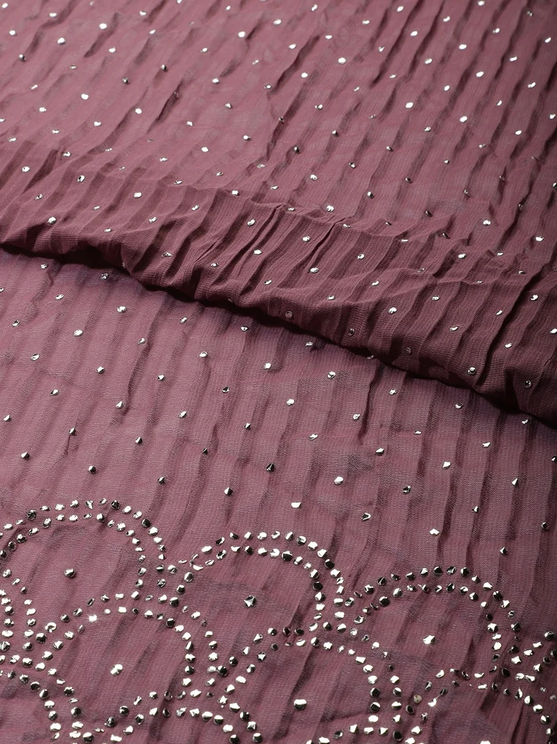أيه كيه إس Mauve Georgette Fabric with Sequin Embellishments