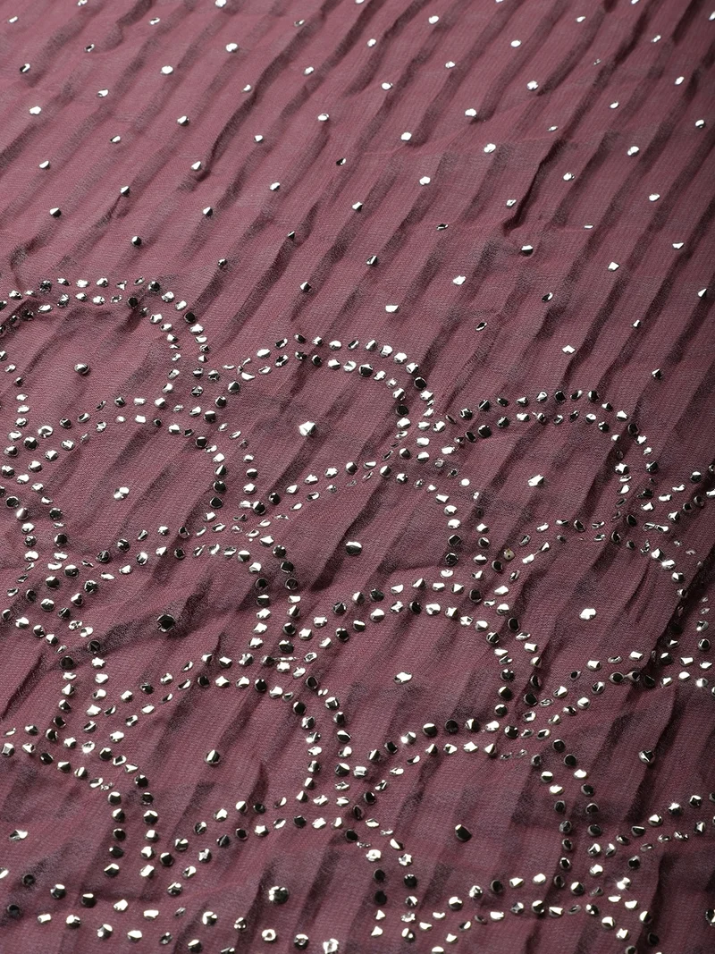 أيه كيه إس Mauve Georgette Fabric with Sequin Embellishments