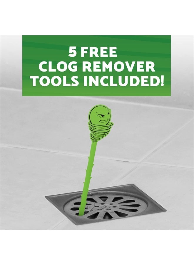 Green Gobbler مزيل انسداد المصارف PAC'S | 5 أكياس لفتح المصارف و 5 أدوات ثعبان الشعر | أفضل منظف للمصارف ومزيل للانسدادات - Image 3