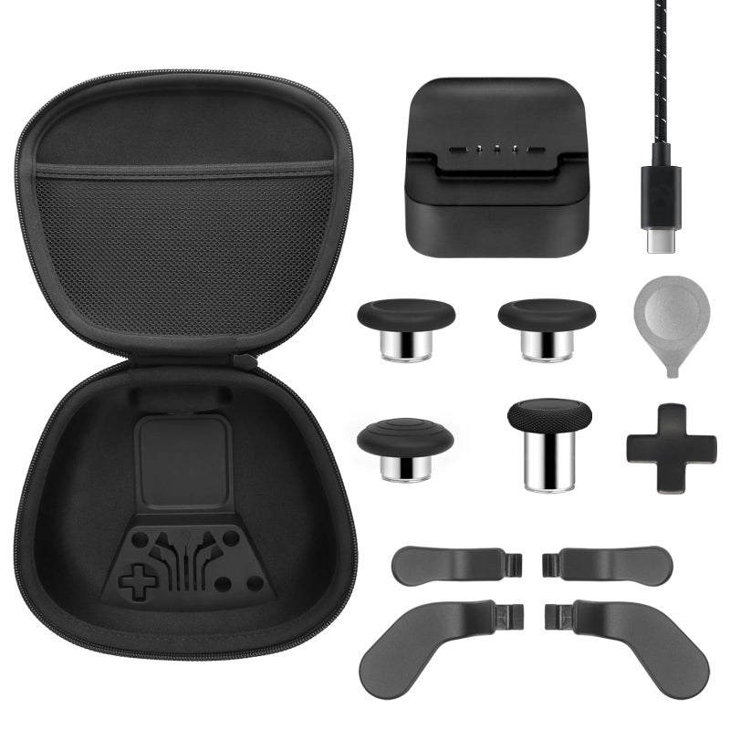 BSUZUN Complete Component Pack for Xbox Elite Controller Series 2 - Accessories Include 1 Carrying Case, 1 Charging Dock, 4 Thumbsticks, 4 Paddles and 1 Adjustment Tool - Image 1
