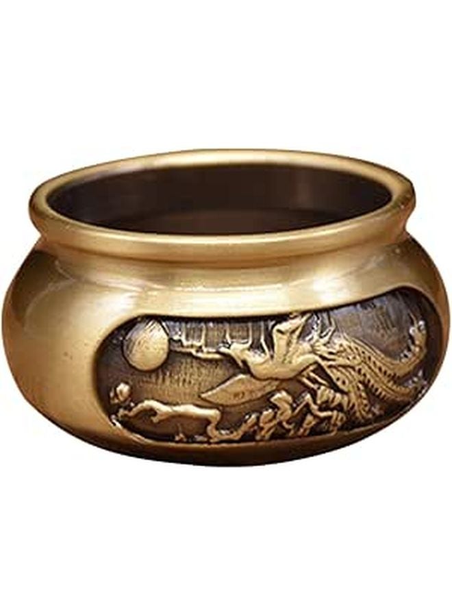 Vintage Copper Incense Holder With Dragon Phoenix Carving Home Fragrance Ornament - Image 1