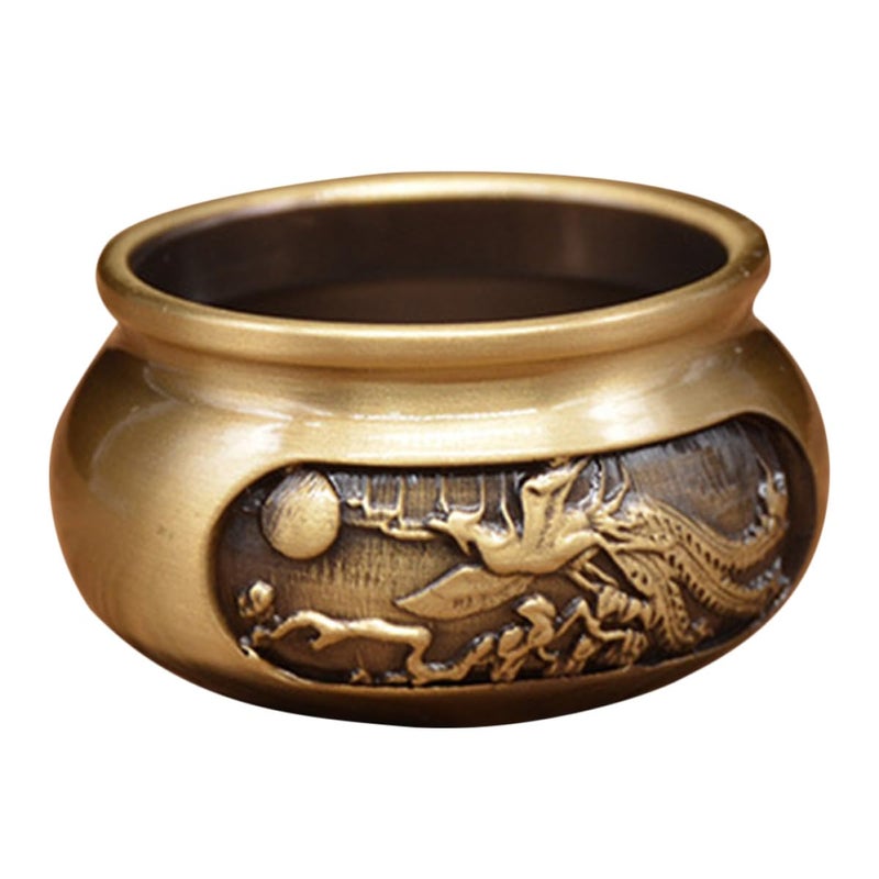 Vintage Copper Incense Holder With Dragon Phoenix Carving Home Fragrance Ornament - Image 2