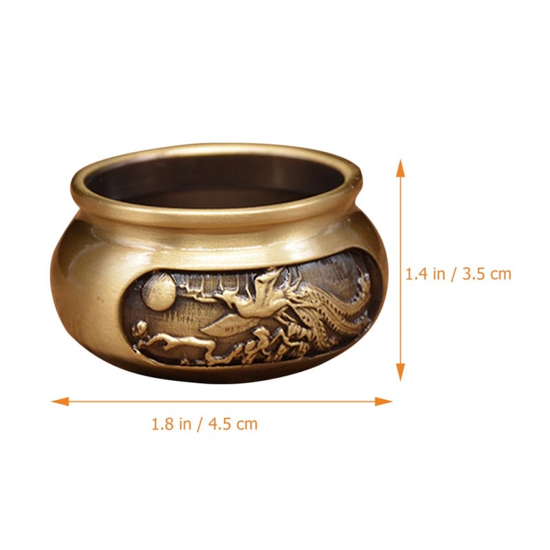 Vintage Copper Incense Holder With Dragon Phoenix Carving Home Fragrance Ornament - Image 3