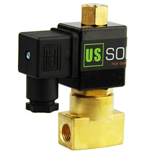 U.S. Solid 1/4" Brass 12V DC Electric Solenoid Valve NPT NBR Seal Normally Open (Air, Non-potable Water) - Image 2