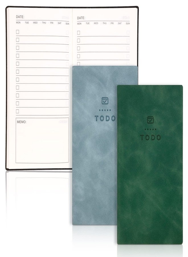 IBEQUEM 2Pack to Do List Notebook, 196 Pages Planner Pocket Notebook, Daily to Do List Notepad Leather Cover Undated Daily Planner Small Checklist Notebook for Home, Office Supplies, Study, Work, School - Image 1
