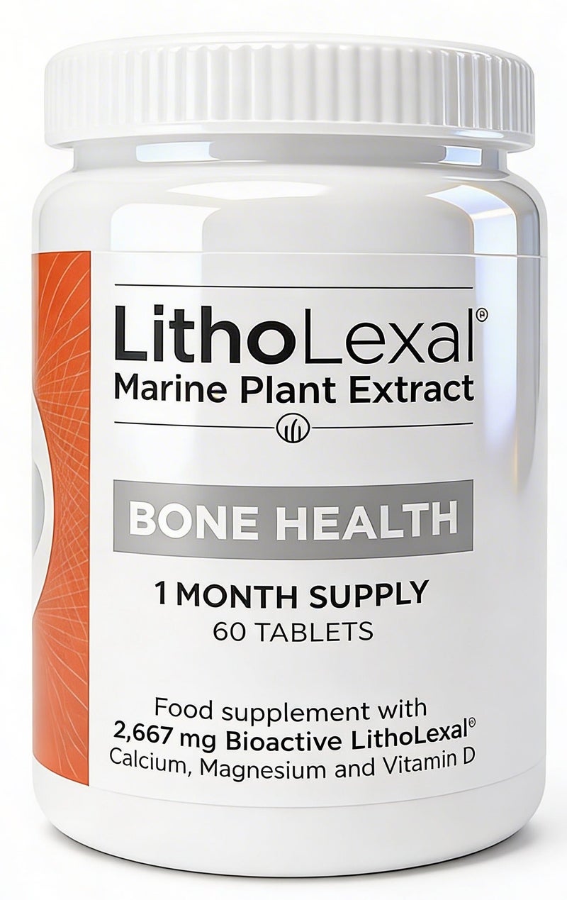 LithoLexal Bone Health – Marine Plant Based Calcium Complex with 800 mg Calcium, Magnesium & Vitamin D3 for Bone Strength and Density – 60 Tablets - Image 1