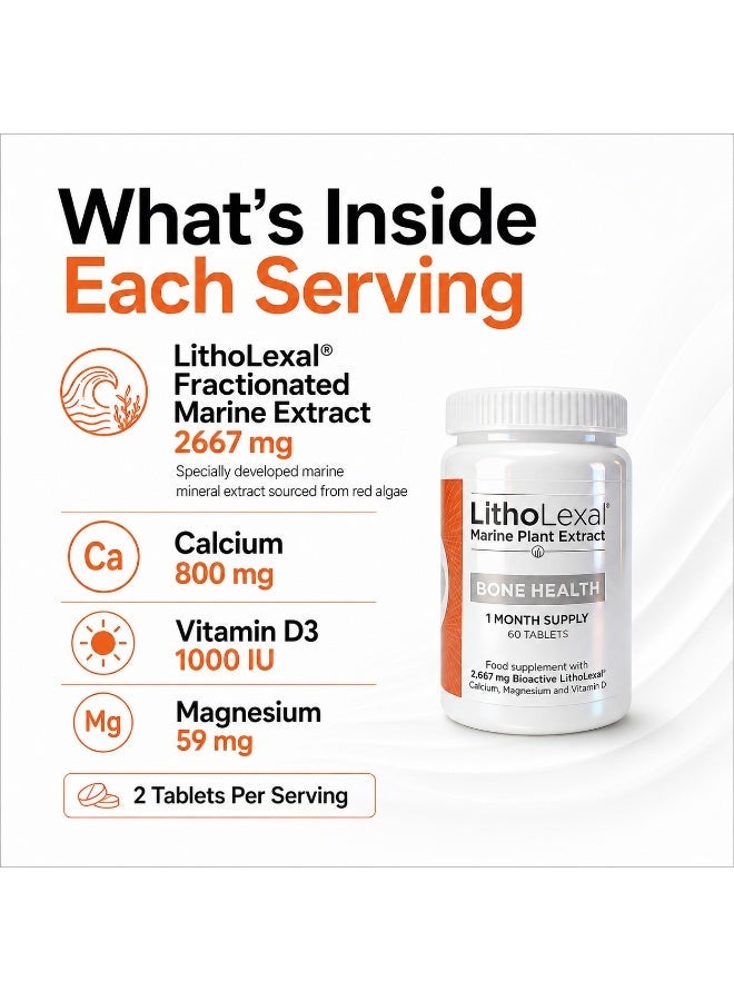 LithoLexal Bone Health – Marine Plant Based Calcium Complex with 800 mg Calcium, Magnesium & Vitamin D3 for Bone Strength and Density – 60 Tablets - Image 3