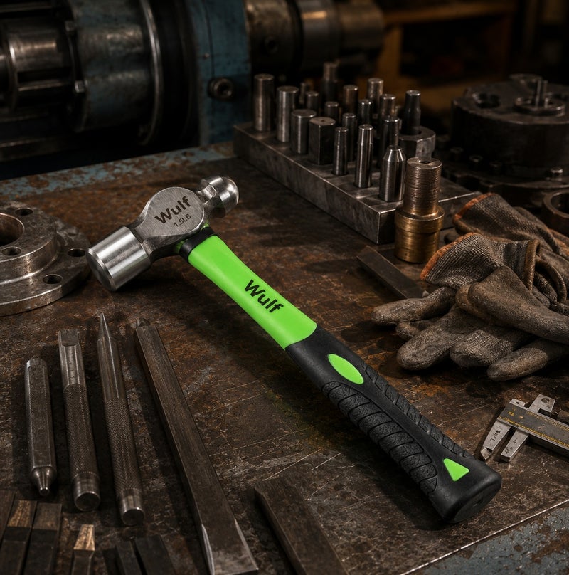 WULF 1.5LB Ball Pein Hammer with Ergonomic Non-Slip Rubber Grip Handle, Forged Steel Head for Metalworking, Riveting, Shaping & Heavy-Duty Mechanical and Industrial Applications - Image 5