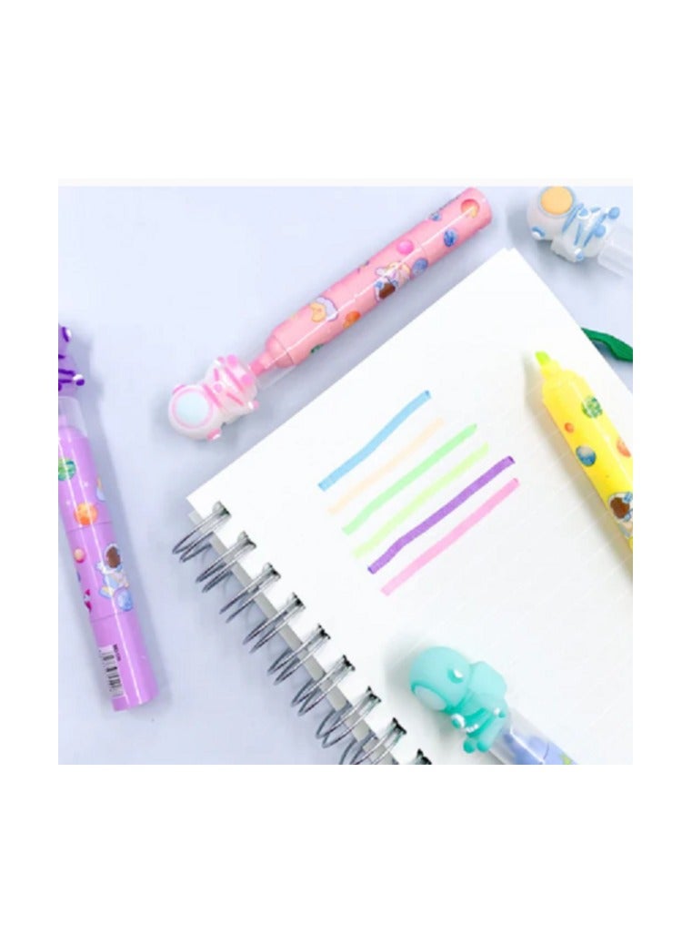 Highlighter Pen with Spaceman Toy Cap, 3 Assorted Colors, for Students Drawing Colors Highlighting - Image 3