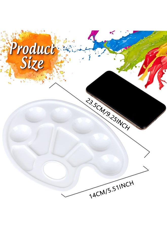 2 Pcs White Oval Plastic Paint Palette Tray with Thumb Hole, Reusable Painting Palette for Adults & Kids, Ideal for Painting & DIY Craft Class - Image 3