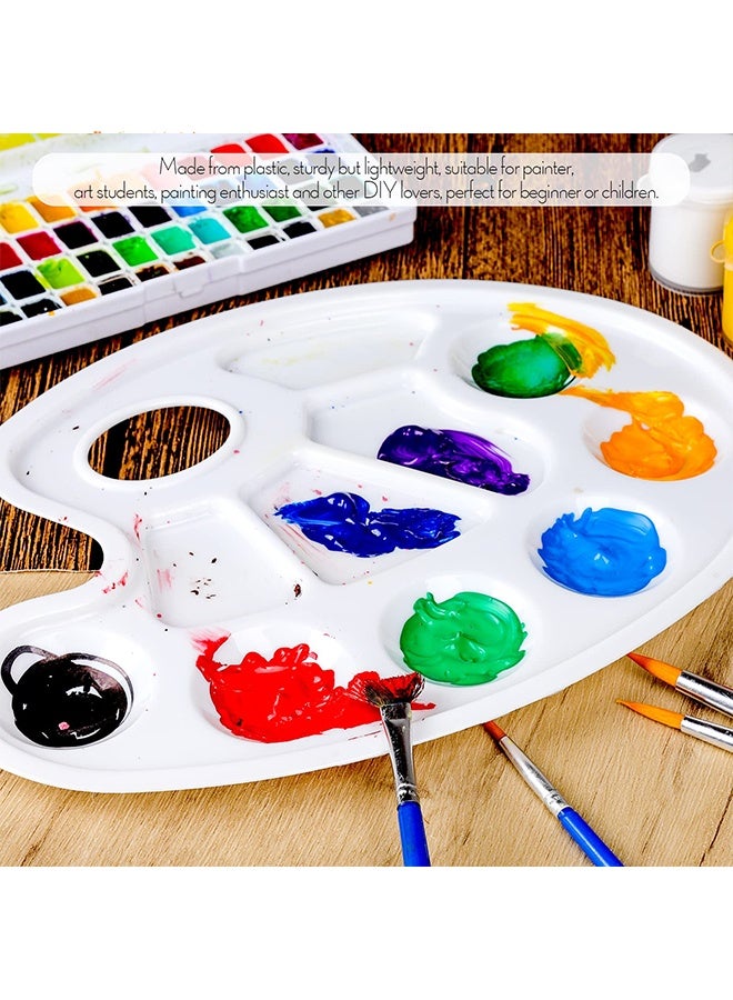 2 Pcs White Oval Plastic Paint Palette Tray with Thumb Hole, Reusable Painting Palette for Adults & Kids, Ideal for Painting & DIY Craft Class - Image 4