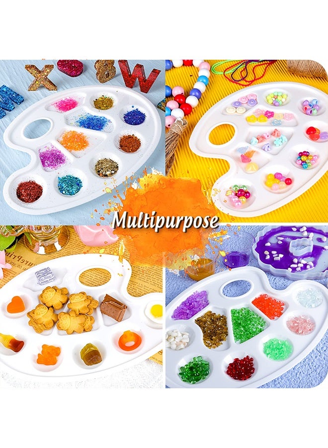 2 Pcs White Oval Plastic Paint Palette Tray with Thumb Hole, Reusable Painting Palette for Adults & Kids, Ideal for Painting & DIY Craft Class - Image 5